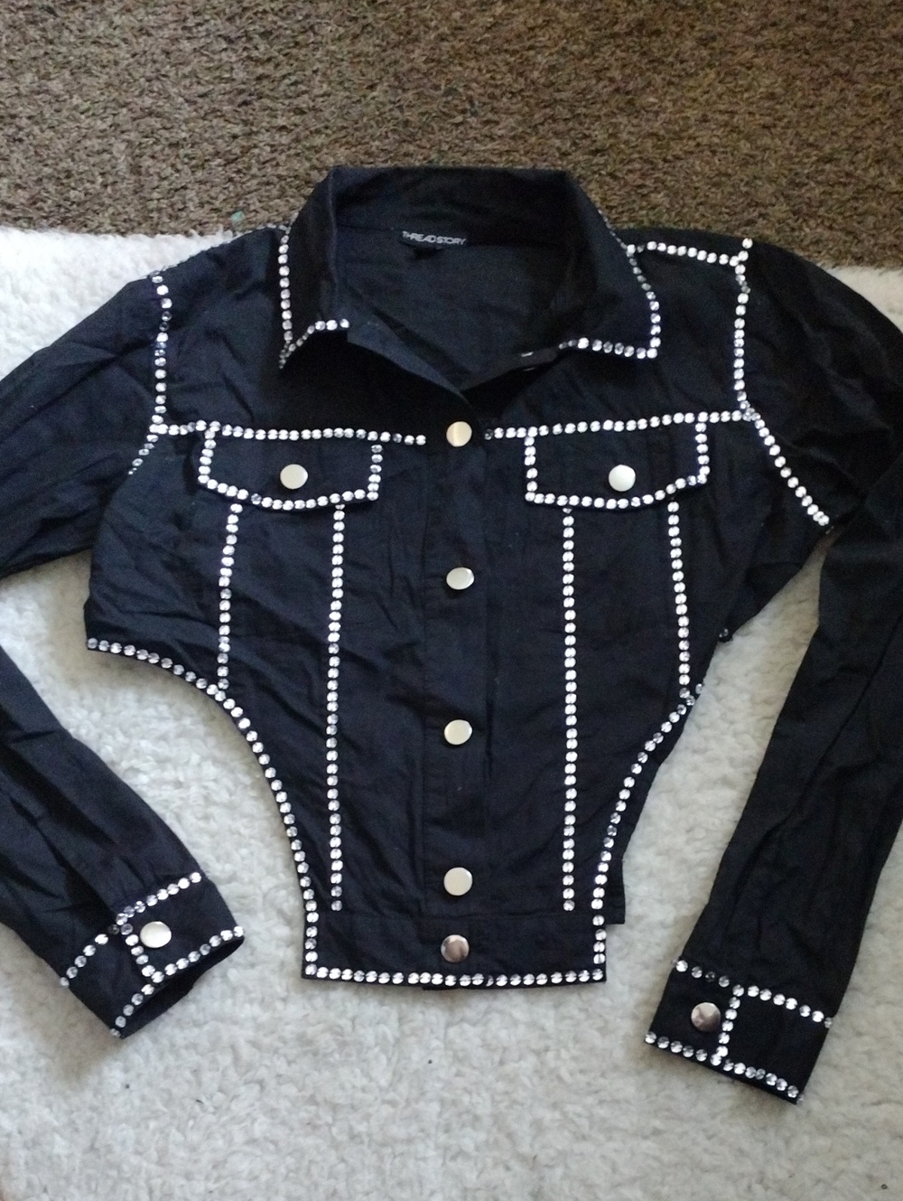 Thread Story Black Studded Western Crop Jacket
